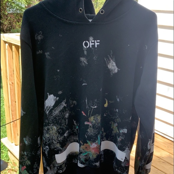Offwhite Hoodie Paint Splatter Seeing 
